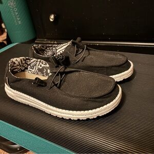 Hey Dude Black Loafers with White Sole